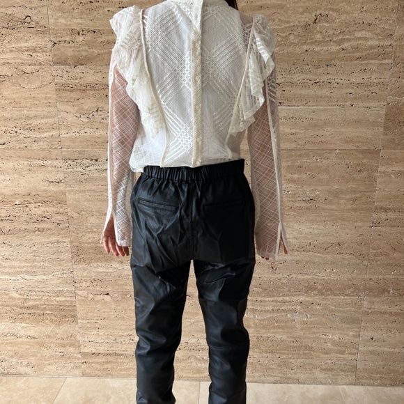 Witchery BNWT Black Denim Leather Blake Luxe Jogger pants size 8 - Picture 10 of 10